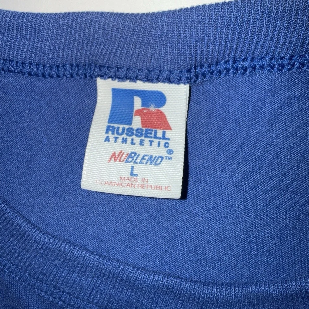 Vintage Russell Athletic Chicago Cubs T Shirt Large Blue NuBlend MLB 90s Double - Picture 3 of 10